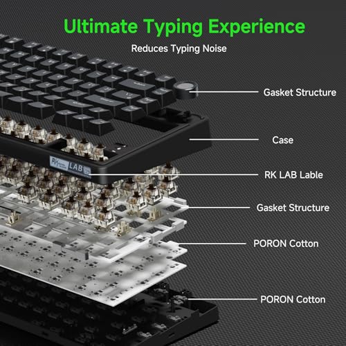Image of RK ROYAL KLUDGE R75 Wired Mechanical Gaming Keyboard, 75% Hot-Swap Mechanical Keyboard Volume Knob, Soft Pre-lubed Tactile Brown Switch