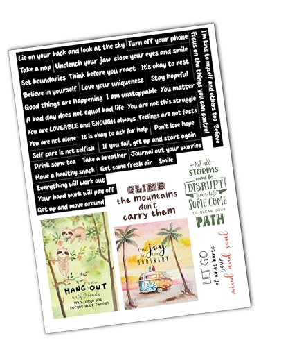 Journal Stickers - 100+ Self-Adhesive Laminated Stickers for Organization | Affirmations & Utility Designs | Planner Stickers Perfect for Scrapbooking and Bullet journaling