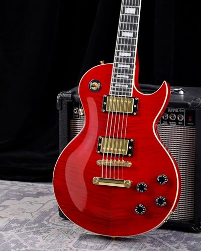 Image of Leo Jaymz SC Series Electric Guitar - Mahogany Body, Laurel Fingerboard, Dual Humbuckers, Tune-O-Matic Bridge, C Neck, 18:1 Tuners (Red)