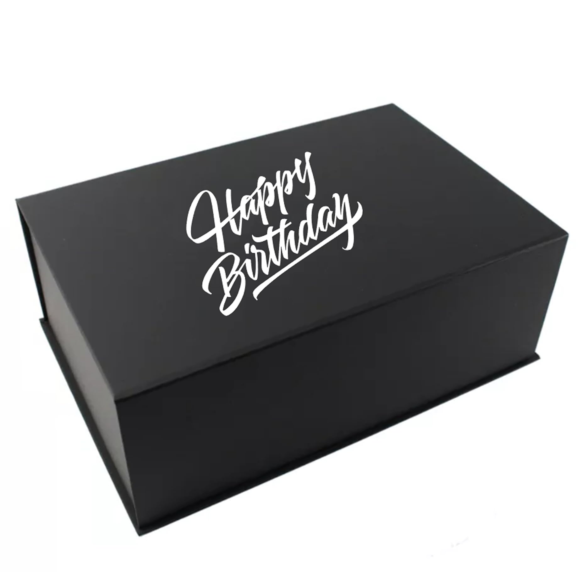 Extra Large Birthday Gift Box, 40 x 30 x 15cm, Black Magnetic Closing Box in 9 Designs, Keepsake Gift (Design 5, Extra Large Box)