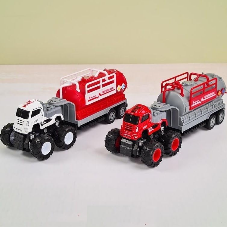 Image of Friction Powered Fire Rescue Truck Toy for Boys Girls Kids Watering Cart Trailer 1:43 Die cast Alloy Fire Water Tanker Miniature Truck Pull Back Vehicle Gift (Pack of 1, Multicolor)