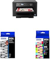 Vista 1 de EPSON, Workforce Pro WF-7310 - Impresora inalámbrica de gran formato y cartuchos de tinta negra T812 DURABrite Ultra Ink de alta capacidad