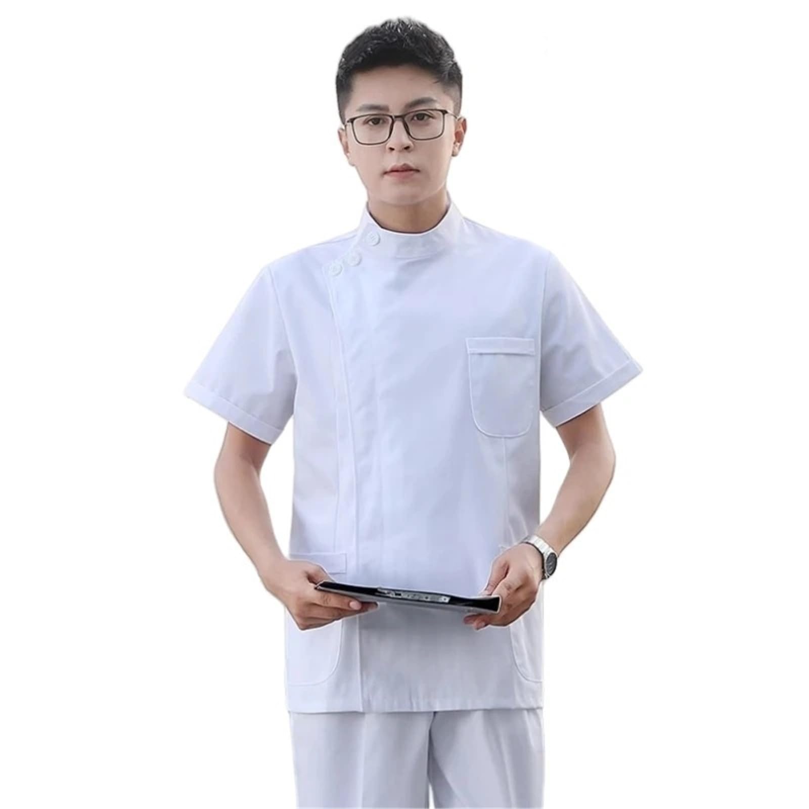 Bata de Laboratorio Blanca de Manga Larga for Estudiantes, for Hombre, con Cuello Alto, for Enfermera, Dentista Oral, Tipo Dividido, for Trabajo