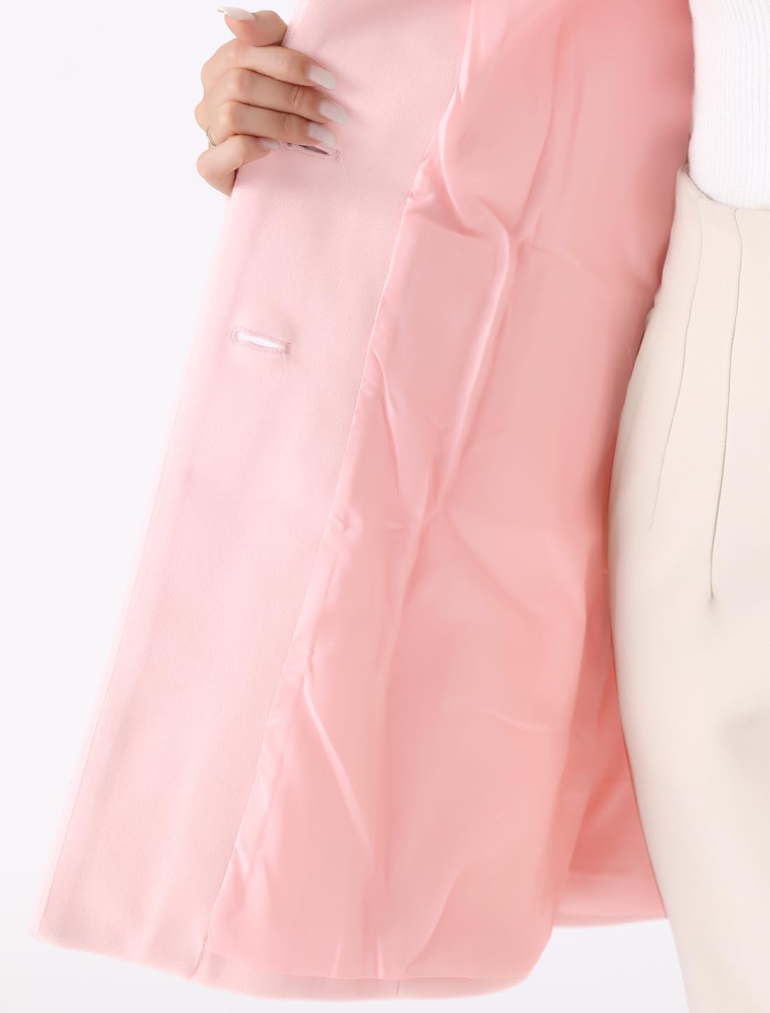 Soft Pink Pea Coat Interior Detail