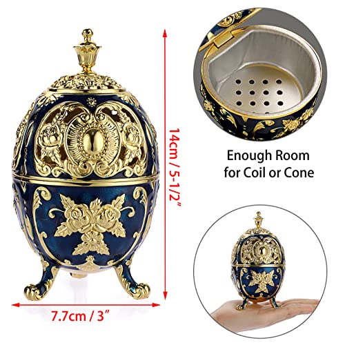 Juxyes Vintage Incense Burner Holder With Removable Ash Catchers, Metal Censer Antique Cone Coil Incense Burner Holder Zinc Alloy Spiritual Aromatherapy Yoga Meditation Gifts Retro Home Decoration #TOP1