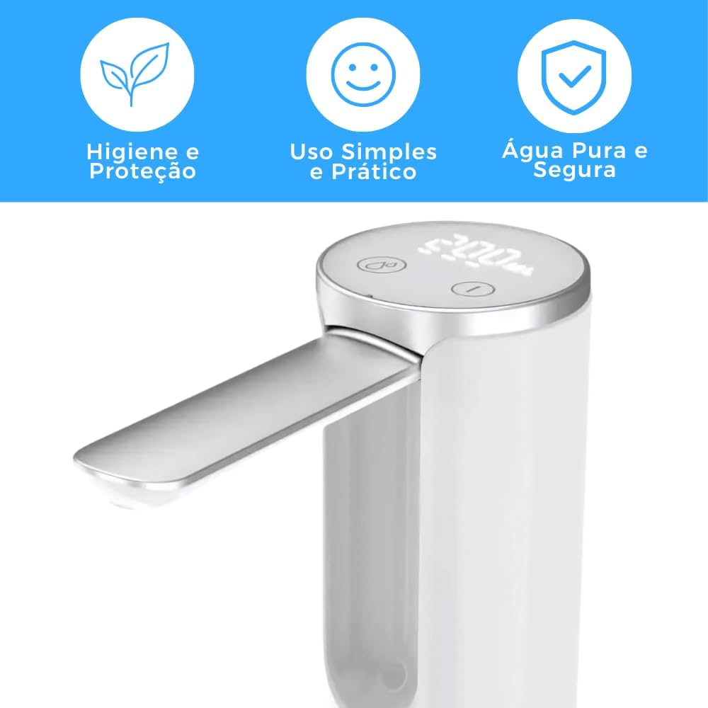 Bomba De Água Galão Recarregavel Dispensador Automático Display Digital e Botão Smart Touch Linha Premium - Vinwer (Preto) Bomba De Água Galão Recarregavel Dispensador Automático Display Digital e Botão Smart Touch Linha Premium - Vinwer (Preto)