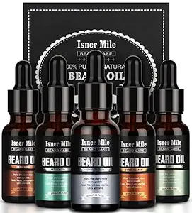 ISNER MILE 5 Pack Beard Oil Set Leave in Conditioner