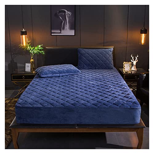 Yesjmn Sheet Soft Crystal Velvet Quilted Bed Fitted Sheet Plush Thicken Quilted Mattress Cover Pillowcase Warm 140X200Cm (Color : Bean Red, Size : 140X200X30Cm) #TOP5