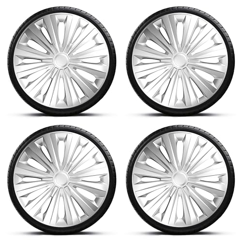 14 Inch Multi Silver Wheel Trim Wheel Cover Hub Caps Protection, Set of 4 Fits Hyundai i10 i20 i30