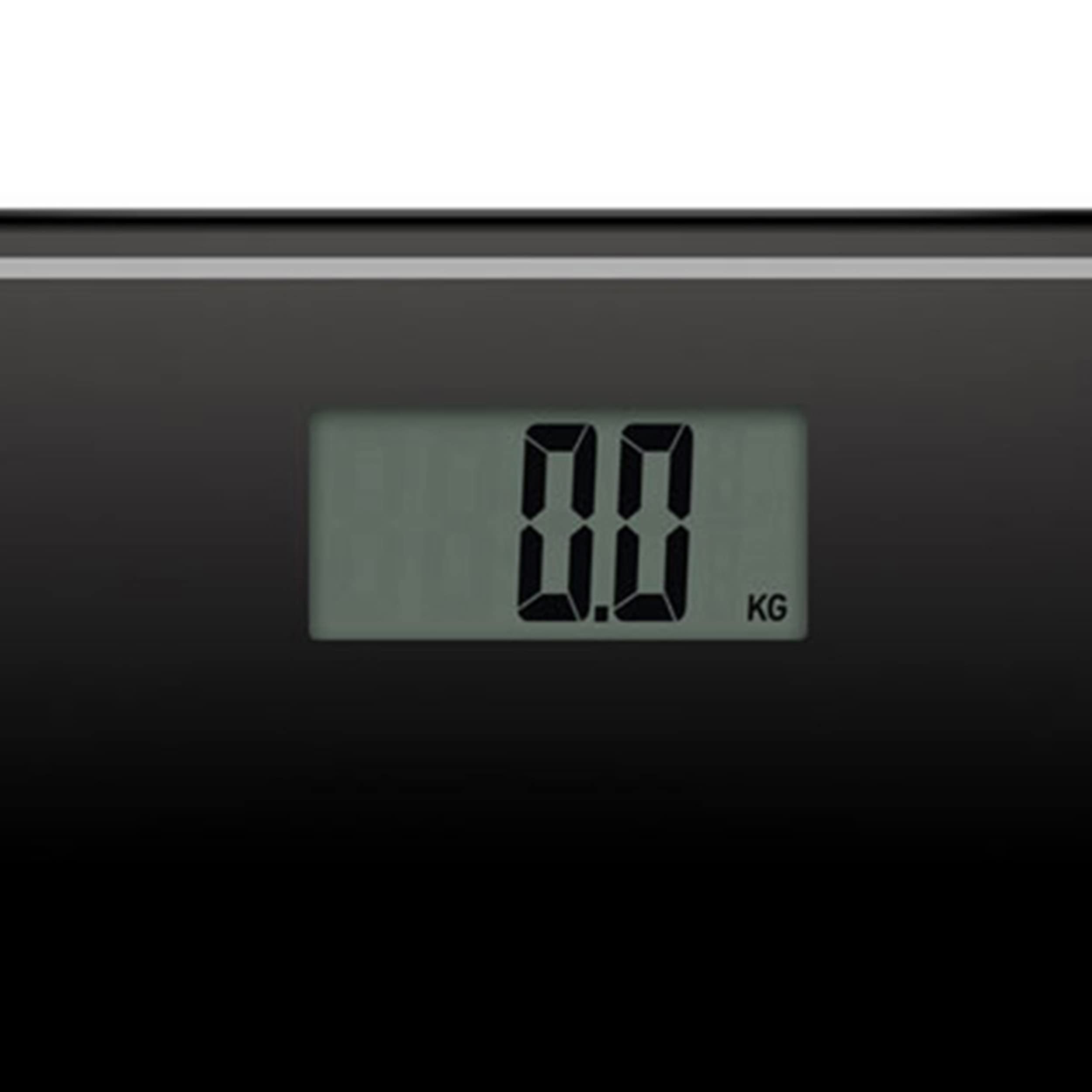 Salter 9207 BK3R Kompaktowa elektroniczna waga lazienkowa, czytelny wyswietlacz, aktywacja stopa, wzmocniona platforma ze szkla bezpiecznego, zakres do 150 kg/330 funtów, 15-letnia gwarancja, czarna