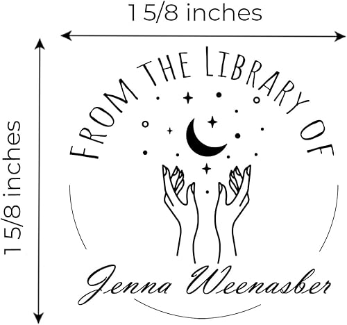 Miniatura 5 de De The Library of Hands and Moon - Sello cuadrado autoentintado de 1625 pulgadas de The Library of Ink Stamper fabricado en los Estados Unidos