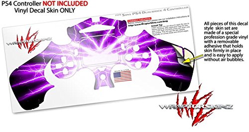 WraptorSkinz Skin Compatible with Sony PS4 Dualshock Controller Playstation 4 Original Slim and Pro Lightning Purple (Controller NOT Included)