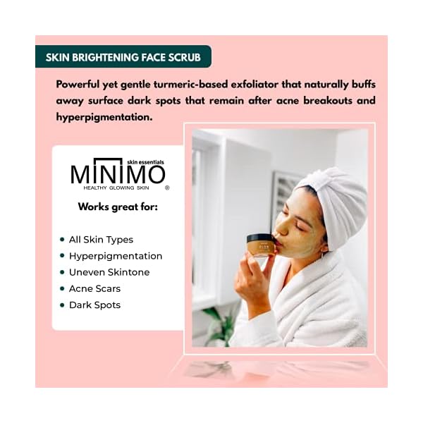 Minimo Glow Turmeric Face Scrub (ððð¦ð¨ð§ ððð¤ð) - Infused with Turmeric, Manuka Honey, Cinnamon, and Chamomile - Face Scrub for All Skin Types - Achieve Healthy Skin