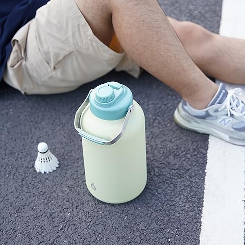 Image of BJPKPK 1 Gallon Water Bottle Insulated, Dishwasher Safe 128oz Large Water Jug with Metal Handle & BPA Free Spout Lid, Stainless Steel Metal Jug for Gym, Sports & Hiking, Chartreuse