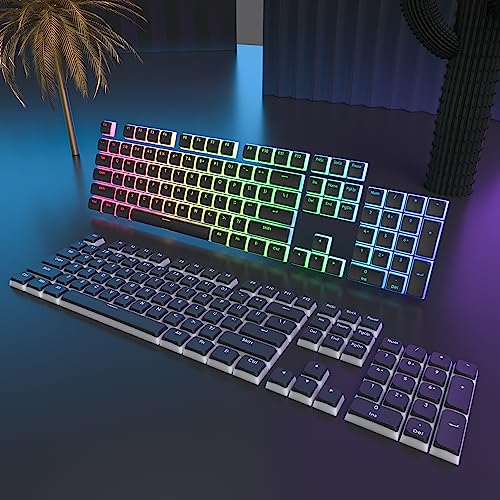 Image of PBT Black Pudding Keycaps Set 117 Keys, Double Shot Translucent XDA Profile for ISO & ANSI Layout 61 /68 /84 /87 /104 Keys Mechanical Keyboard(Black Pudding)