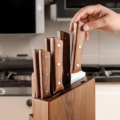 15Pcs Kitchen Knife Set, Kitchen Knife Set With Block, High Carbon Stainless Steel Knives With Wooden Handle #TOP4