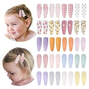 40 Pcs Girl Hair Clips Floral Print Toddler Hair Clips Non Slip Wrapped Snap Hairpins for Kids Barrettes Hair Accessories for Baby Toddler Girls（Pink）