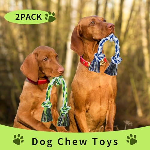 Mrltau 2 Pack 3 Knoten Hundespielzeug Seil, Mittel Und Klein Dog Toys, Hochbelastbar Hundespielzeug Unzerstörbar, 100% Baumwolle Hundespielzeug Seil, Zerrspiel Dog Toys