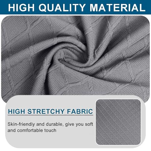 Image of WOMACO Bar Stool Cover with Back Jacquard Fabric Dining Room Square Swivel Barstool Chair Seat Cushion Slipcover for Counter Height Mid Low Back Chair Protector (Dark Gray, 2PCS)