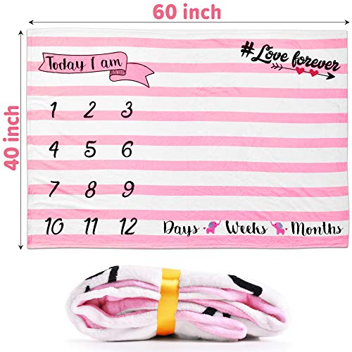 Baby Girl Milestone Blanket, Monthly Blanket Fleece, Personalized Blankets, Milestone Girls, New Baby Gifts Sets, Month-to-Month Growth, Newborn Essentials 60"x40"