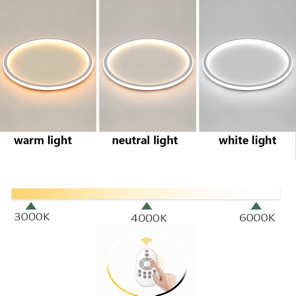 Lampada da Soffitto Per Soggiorno Lampada da Soffitto a LED Moderna Dimmerabile 3000 K-6500 K Con Telecomando 3 Anelli Rotondi Per Ufficio Camera da letto Sala da Pranzo Stile Rustico Lampadario
