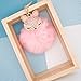 HOYUNLA Rabbit Fur Ball Pom Pom Keychain with Fox Head Studded with Synthetic Pearl Rhinestone for Womens Bag Car Key Chain Charm Pendant Decoration (pink)