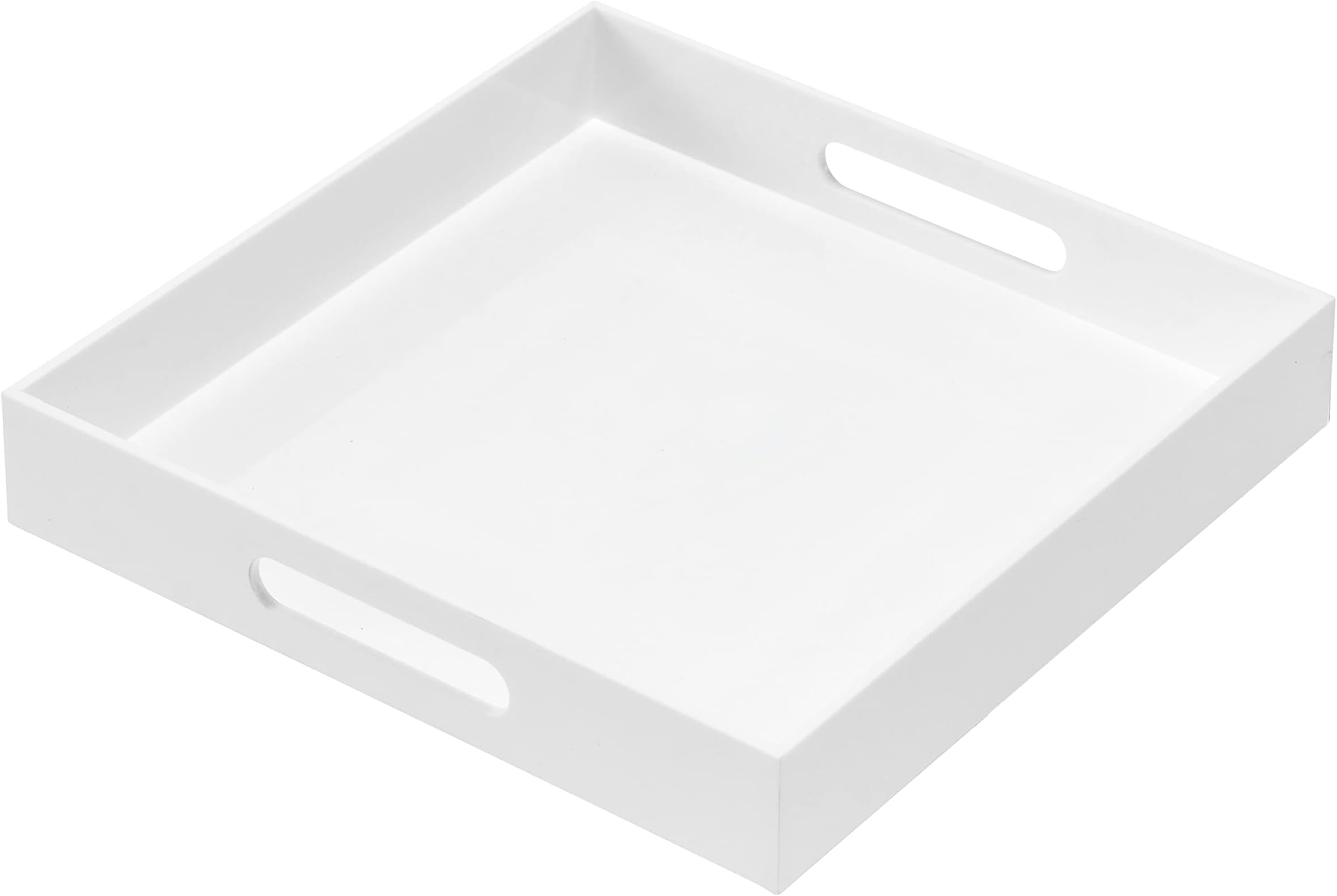 4 12" White Square Plastic Trays Heavy Duty Plastic Serving