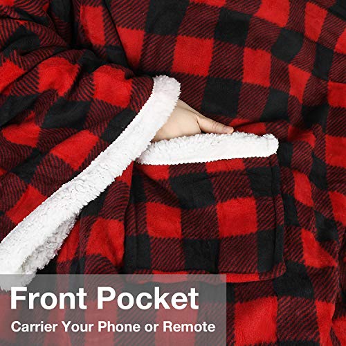 Image of Catalonia Sherpa Wearable Blanket with Sleeves and Pocket for Adults