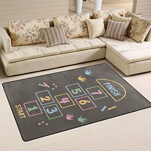 ALAZA Hopscotch Children Asphalt Non Slip Door Mat 2' x 3', Modern Floor Mats for Living Room Bedroom Dinning Room Home Decor