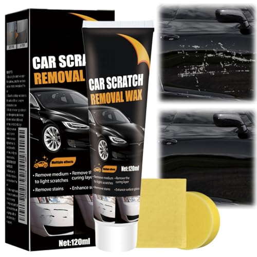 120ML Car Scratch Repair Cream Kit,Polish Voiture Rayure,Car Scratch Remover avec Eponge, Durable Lustrant Voiture Carrosserie, Lustreur Carrosserie Universel...