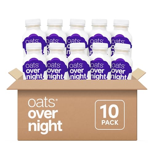 Oats Overnight Blueberry Muffin - Overnight Oats High Protein Oatmeal Shake (15g Protein) Just Add Water Breakfast Gluten Free Non-GMO Meal Replacement Drink (2.2 oz 10 Pack)