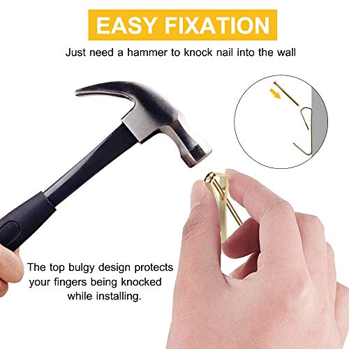 Image of 50pcs Picture Hangers with Different Sizes, Heavy Duty 30-100lbs Picture Hanging Hooks with Nails, Wall Hangers,Picture Hooks,Professional Plaster Picture Hanging Kit for Wooden Wall or Drywall