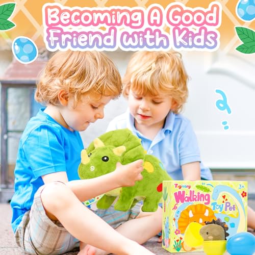 Tagitary TG-PET18 Plush Toys Dinosaur Stuffed Animal Interactive Electronic Pet That Walking,Head Nodding,And Making Sound,Soft Plush Triceratops Toys thumb #6