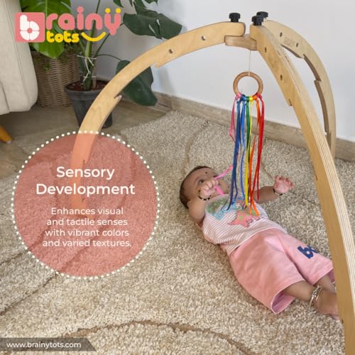 Image of Rainbow Ribbon Teether - Soft Wooden Kids Teething Toy with Vibrant Colors for Soothing Relief, BPA-Free and Safe for Infants (Pack of 1)