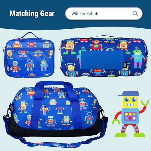 Image of Wildkin Olive Kid's Plastic Robots Pack 'n Snack Backpack