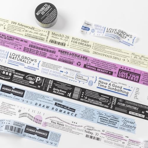 Alideco 6個 マスキングテープ かわいい レトロINS英文ペーパーレス・バック 25mm幅×4m巻 和紙 粘着 テープ 広幅 DIY おしゃれ マステ シール (jinriwushi)