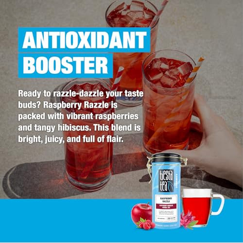 Image of Tiesta Tea - Raspberry Razzle Tea, Loose Leaf, Raspberry Hibiscus Herbal Tea, Premium Caffeine-Free Tea Blend, Make Hot or Iced & Up to 50 Cups, 4 oz Refillable Tin