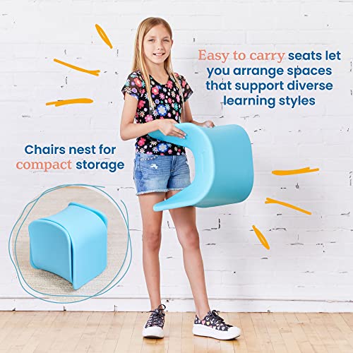 Image of ECR4Kids Wave Seat Perch Stool, 14in - 15.1in Seat Height, Flexible Seating, Blue, 2-Pack