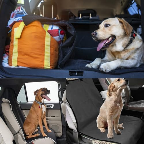 Wasserdichter Autositzbezug aus Oxford-Stoff für Haustiere, Kratzfester und langlebiger Hunde-Autositzbezug, Universelle Vorder- und Rücksitzunterlage für Hunde und Kinder, Schwarz, 105 x 49,5 cm.