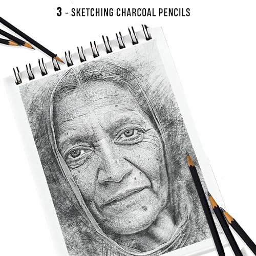 Image of DaKos Sketch Pencil Set - Drawing Pencil Set and Shading Pencil Set for Artists, with A5 Drawing Sketch Book, Perfect Sketching Kit of Charcol Pencil and Shading Art (30 Pieces)