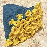 Crochet Rose Blanket, Crochet Flower Bouquet Blanket, Soft and Lightweight Romantic Rose Flower Bouquet Knitted Throw Blankets Pastel Tones, Suitable for All Occasions, Giving Warmth(Yellow)