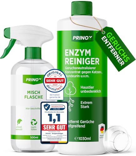 PRINOX 1030ml Enzymreiniger Konzentrat inkl. Mischflasche I STARKER GERUCHSENTFERNER I Ergibt bis zu...