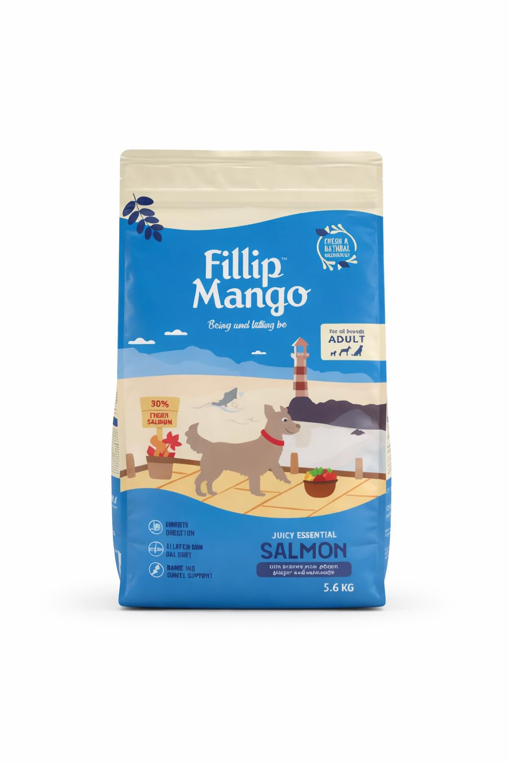 Fillip Mango Pienso Húmedo para Perros Adultos, Salmón con Arroz, Ciruelas y Caléndula, Todas Las Razas, 12 kg