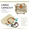 EVEOUT Sac Bandoulière Rotin Tressée avec Poignée en Bambou Femme été élégant Sac à Main Panier Osier Paille pour Fête Plage Vacances #4