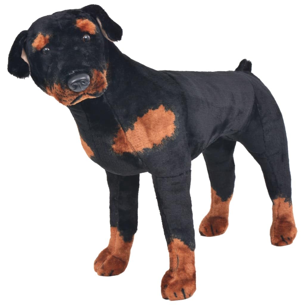 Rottweiler - Peluche de perro de pie en negro y marrón XXL, 79 x 60 cm, para habitación infantil y regalo, peluche suave para acurrucarse y consolar
