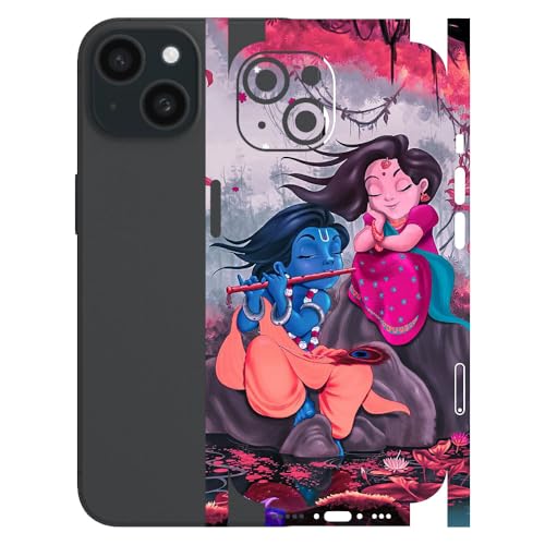 Image of AtOdds - Full Body Back Screen Guard Protector Film - Lamination Wrap Skin Sticker for iPhone 15 | Scratchproof Matte Finish (Design - Radha Krishan)