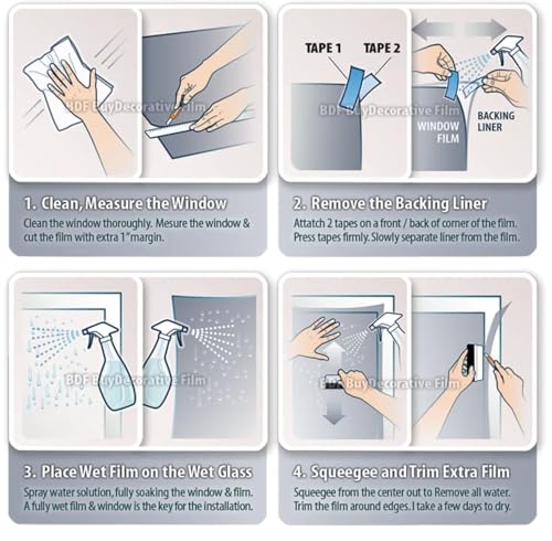 Image of CREON One Way Window Film, Privacy Window, UV Blocking, Non-Adhesive Static Cling Heat Control Reflective Glass Film for Home and Office 20x135 (Inch), LITE- Blue- Film