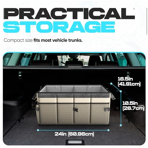 FORTEM Trunk Organizer For SUV Car Trunk Organizer, Foldable Storage, Car Accessories for Women Men, Collapsible Bag, Perfect Christmas Gifts, 600D Oxford, Non Slip Bottom, Straps, Soft Cover (65L)