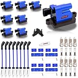 8 Pack Blue Square Ignition Coil Pack and Spark Plugs and Wires Set for Chevrolet Chevy Silverado 1500 2500 HD Avalanche Suburban Express GMC Savana Sierra, for Hummer H2 4.8L 5.3L 6.0L Replaces UF271