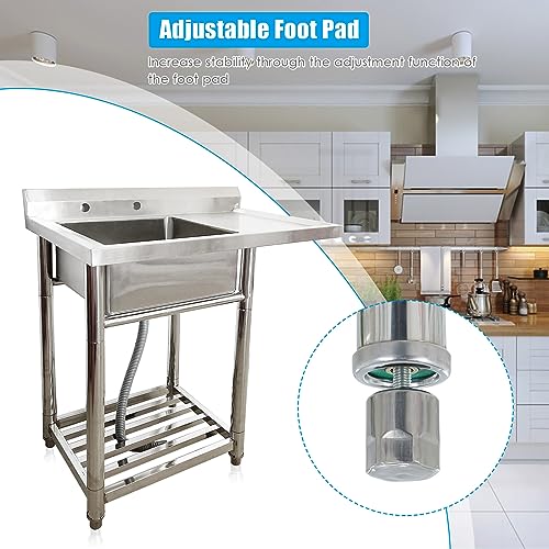 Évier utilitaire en acier inoxydable pour restaurant et poste lavage mains - 6
